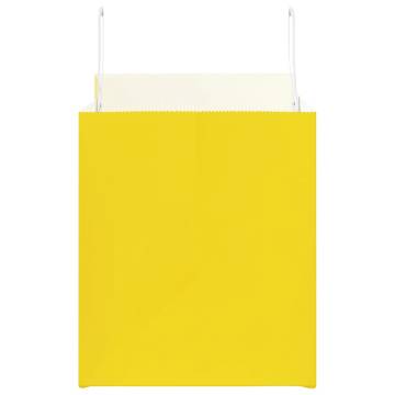 250 Yellow Paper Bags with Handles - Eco-Friendly & Durable