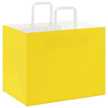 250 Yellow Paper Bags with Handles - Eco-Friendly & Durable