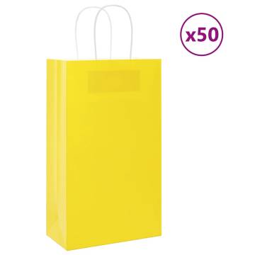 Durable Yellow Paper Bags with Handles - 50 pcs | Hipomarket