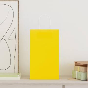 Durable Yellow Paper Bags with Handles - 50 pcs | Hipomarket