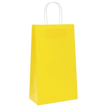 Durable Yellow Paper Bags with Handles - 50 pcs | Hipomarket