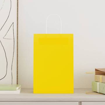 250 Yellow Paper Bags with Handles | Eco-Friendly Packaging