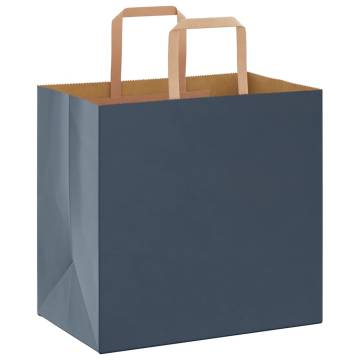 Blue Paper Bags with Handles - 50 Pcs | Sustainable Packaging