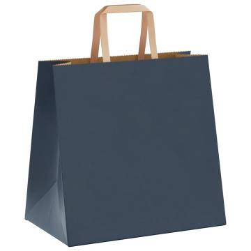 Blue Paper Bags with Handles - 50 Pcs | Sustainable Packaging