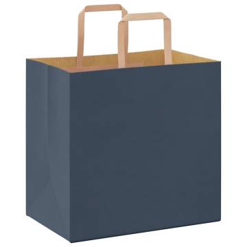 Blue Paper Bags with Handles - 50 Pcs | Sustainable Packaging