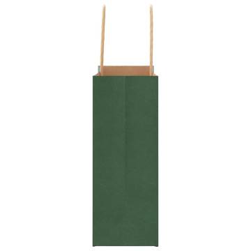 Eco-Friendly Paper Bags 50 pcs with Handles - Green (18x8x22 cm)