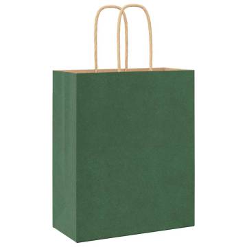 Eco-Friendly Paper Bags 50 pcs with Handles - Green (18x8x22 cm)