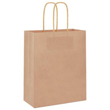 Paper Bags 50 pcs with Handles - Brown Kraft 18x8x22 cm