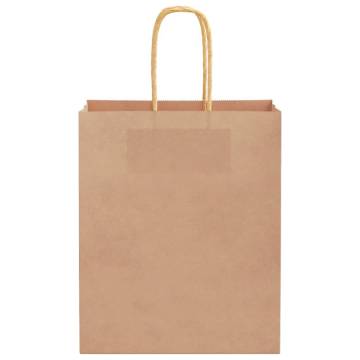 Paper Bags 50 pcs with Handles - Brown Kraft 18x8x22 cm