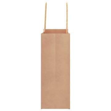 Paper Bags 50 pcs with Handles - Brown Kraft 18x8x22 cm