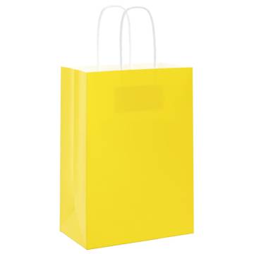 Yellow Paper Bags with Handles - 50 Pcs | Eco-Friendly Packaging