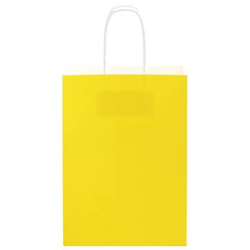 Yellow Paper Bags with Handles - 50 Pcs | Eco-Friendly Packaging