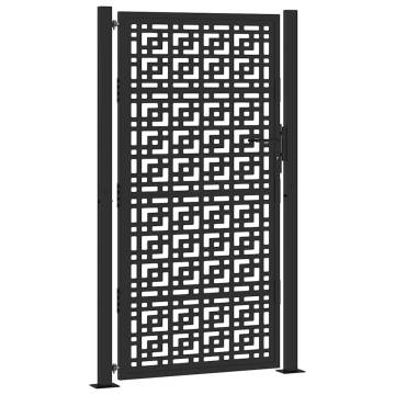 Garden Gate Black 105x180 cm Steel Cross Design | Hipo Market