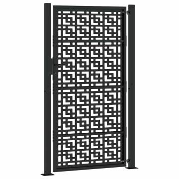 Garden Gate Black 105x180 cm Steel Cross Design | Hipo Market