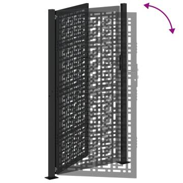 Garden Gate Black 105x180 cm Steel Cross Design | Hipo Market