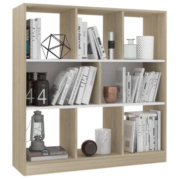 Book Cabinet White & Sonoma Oak - Stylish Storage Solution