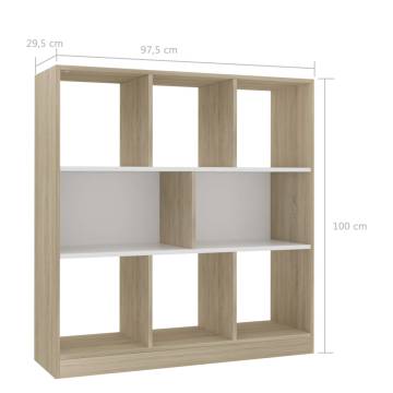 Book Cabinet White & Sonoma Oak - Stylish Storage Solution