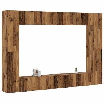 Stylish Wall Mounted TV Cabinets - 8 Pcs Old Engineered Wood