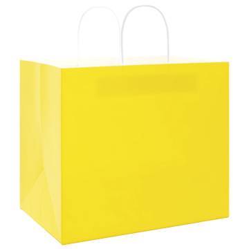 250 Yellow Paper Bags with Handles | Eco-Friendly Packaging