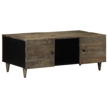 Light Grey Coffee Table 100x54 cm - Solid Mango Wood