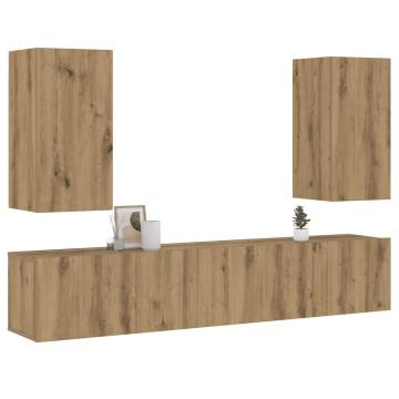 Wall Mounted TV Cabinets - 4 pcs Artisan Oak | HipoMarket