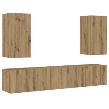 Wall Mounted TV Cabinets - 4 pcs Artisan Oak | HipoMarket