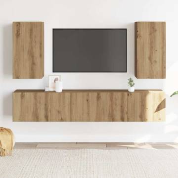 Wall Mounted TV Cabinets - 4 pcs Artisan Oak | HipoMarket