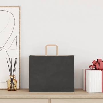 250 Black Paper Bags with Handles | Eco-Friendly Packaging