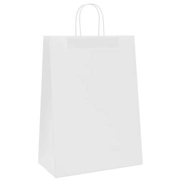 White Paper Bags with Handles - 50 pcs | 32x17x44 cm