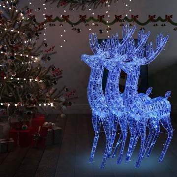 XXL Acrylic Christmas Reindeers - 3 Pcs, 250 LED, 180 cm Blue