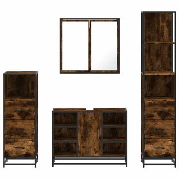 4 Piece Bathroom Furniture Set - Smoked Oak | HipoMarket