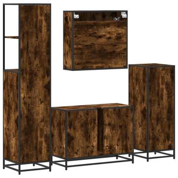 4 Piece Bathroom Furniture Set - Smoked Oak | HipoMarket