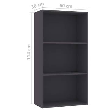 3-Tier Book Cabinet Grey - Modern Storage Solution | HipoMarket