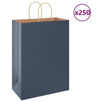 Sustainable Blue Paper Bags with Handles - 250 pcs | HipoMarket