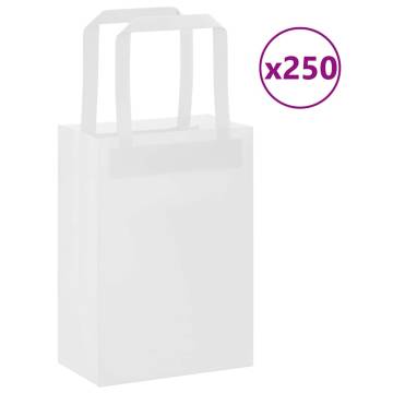 250 Paper Bags with Handles - Eco-Friendly White Kraft Bags