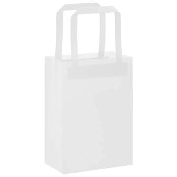 250 Paper Bags with Handles - Eco-Friendly White Kraft Bags