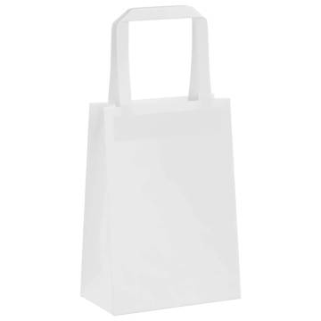 250 Paper Bags with Handles - Eco-Friendly White Kraft Bags