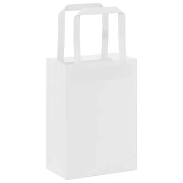 250 Paper Bags with Handles - Eco-Friendly White Kraft Bags