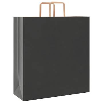 50 Black Paper Bags with Handles - Eco-Friendly Packaging