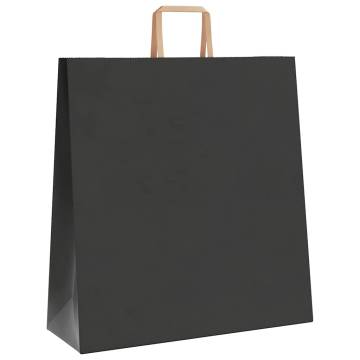 50 Black Paper Bags with Handles - Eco-Friendly Packaging