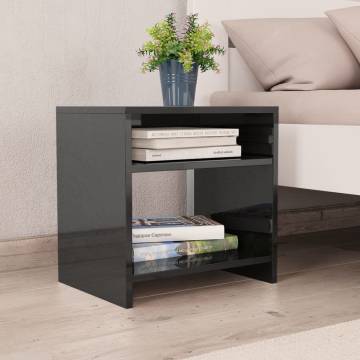 High Gloss Black Bedside Cabinet - Stylish & Durable Design