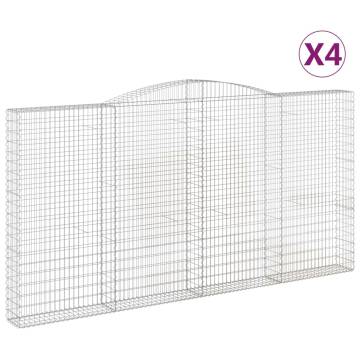 Arched Gabion Baskets - 4 pcs Galvanised Iron | HipoMarket