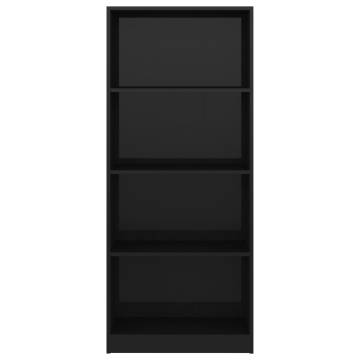 Stylish 4-Tier High Gloss Black Book Cabinet | Hipomarket