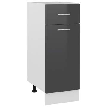 High Gloss Grey Drawer Bottom Cabinet - 30x46x81.5 cm