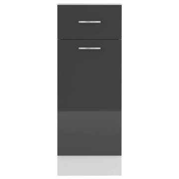 High Gloss Grey Drawer Bottom Cabinet - 30x46x81.5 cm