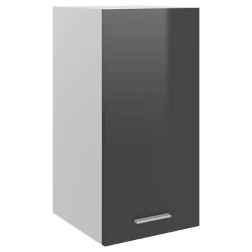 High Gloss Grey Hanging Cabinet - Space Saving Storage