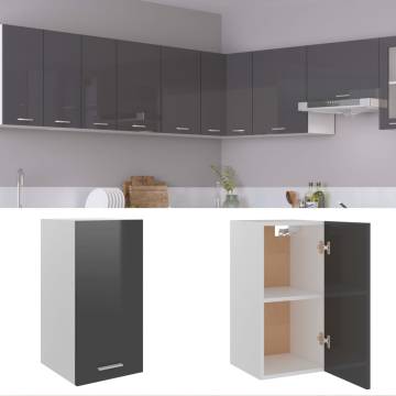 High Gloss Grey Hanging Cabinet - Space Saving Storage