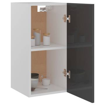 High Gloss Grey Hanging Cabinet - Space Saving Storage