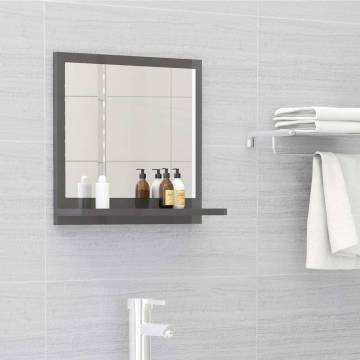 High Gloss Grey Bathroom Mirror - 40x10.5x37 cm | HipoMarket