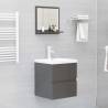 High Gloss Grey Bathroom Mirror - 40x10.5x37 cm | HipoMarket